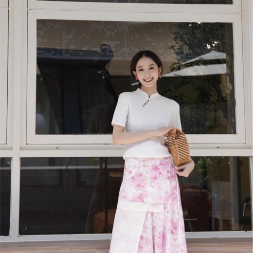 两三事中国风气质中式修身日常夏季时尚少女休闲女装短袖 商品图2