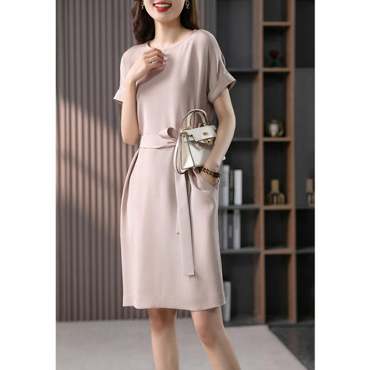 87861原形真丝桑蚕丝连衣裙女2024春夏季新款设计感收腰气质中长款裙子 商品图2