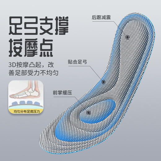 「9.9到手6双！轻盈柔软」鞋垫久站不累吸汗防痛舒适鞋垫柔软运动弹减震按摩男女鞋垫 商品图1