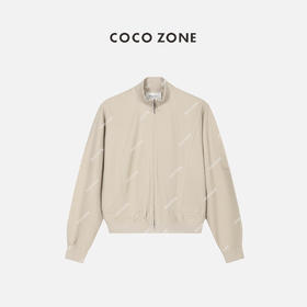COCO ZONE100%棉立领拉链外套螺纹拼接分割设计23C19112