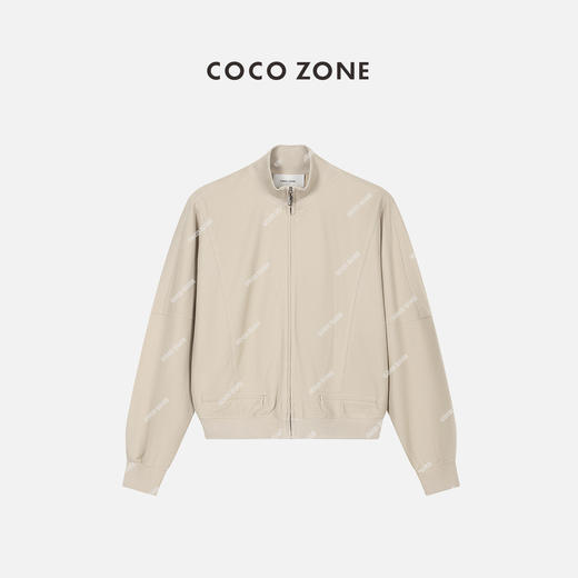 COCO ZONE100%棉立领拉链外套螺纹拼接分割设计23C19112 商品图0