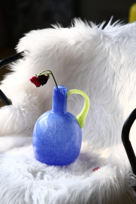 法式中古单耳玻璃花瓶ins氛围桌面电视柜软装酒店装饰水培彩色瓶 商品图1