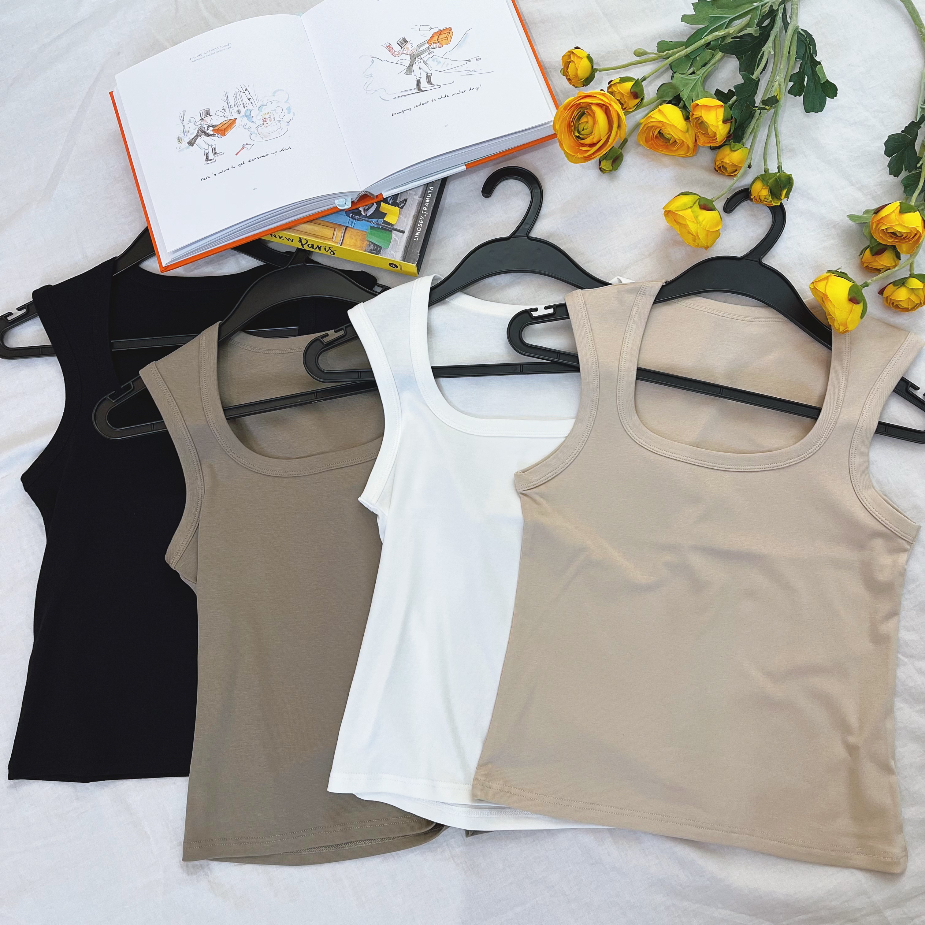 【活动商品，不退不换】可甜可欲的U领小背心 贴身舒适 亲肤透气 四色可选