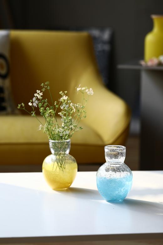 碧轩梦幻气泡玻璃花瓶ins小口渐变迷你水培花瓶餐桌客厅居家摆件 商品图0