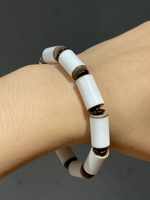 天然黑边白玛瑙勒子珠手链，顺丰包邮 商品图1