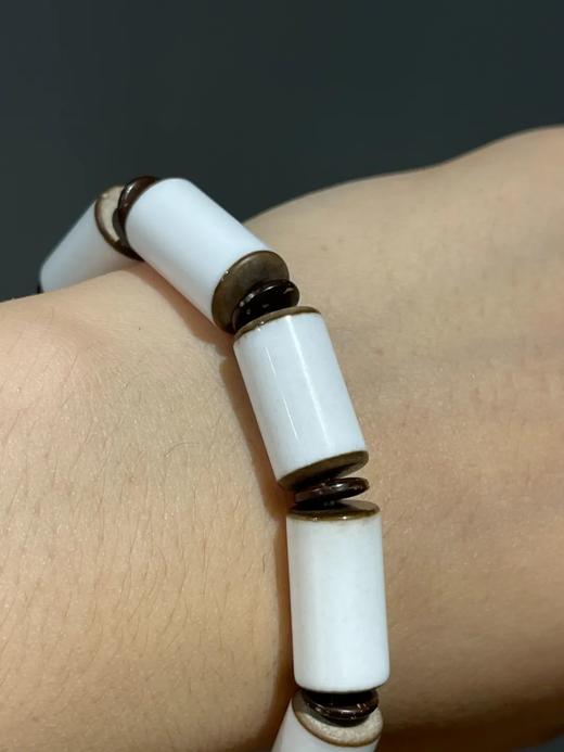 天然黑边白玛瑙勒子珠手链，顺丰包邮 商品图7