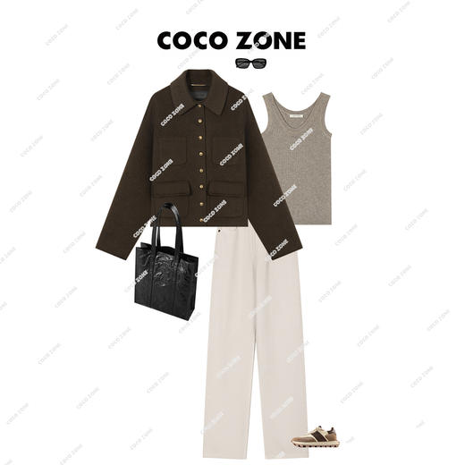 刘一一&COCOZONE秋季POLO领长袖百搭气质外套单排扣多23C19303 商品图3