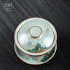 问鼎汝窑澜清盖碗（青绿山水） 三才盖碗 (蝶恋春深)（缺货） 商品缩略图1