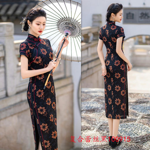 老上海复古中国风2024夏季新款复合蕾丝旗袍SYK-100915 商品图1