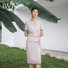 IWY/夏季杏色连衣裙女薄款假两件休闲裙通勤气质轻熟工作装裙Q14258 商品缩略图3