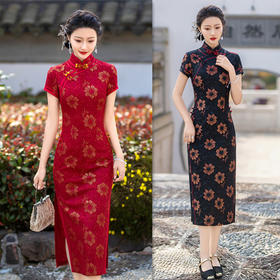 老上海复古中国风2024夏季新款复合蕾丝旗袍SYK-100915