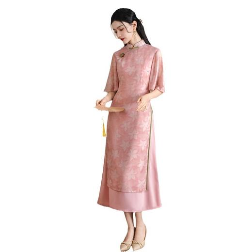 SKY艾旗绣复古民族风瑞士网纱长款奥黛旗袍裙2024夏新款年轻日常奥黛 商品图4