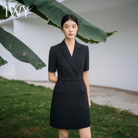 IWY/新款夏季时尚优雅黑色短袖连衣裙薄款酒店接待职业装名媛正Q14238黑色