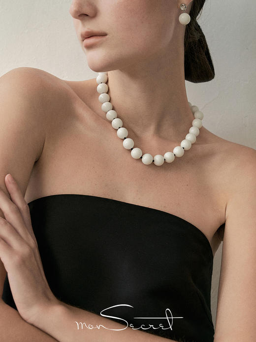 monSecret｜WA240102_W 瓷白石海浪珠链【WAVE】 [ 白  ] 商品图2