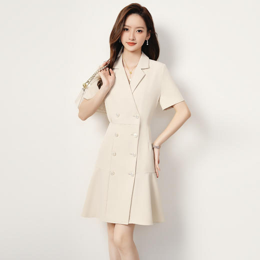 【优雅商务】罗蒙夏季女士短袖连衣裙舒适百搭时尚通勤中长款裙子女 商品图2