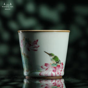 问鼎汝瓷鼎峰系列天青壬寅精工款小可乐杯（初发芙蓉）