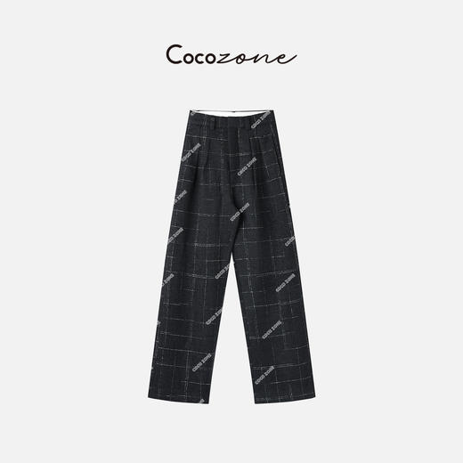 刘一一&COCO ZONE"高定系列"复古格纹明线小香风直筒长裤23C30321 商品图0