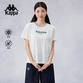 Kappa卡帕背靠背凉感抗菌休闲半袖t恤上衣女2024新款夏季运动短袖