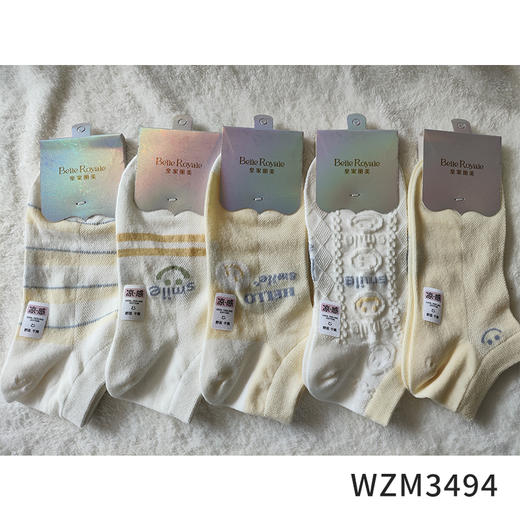 【42元5双，数量拍5】新款夏季网眼薄袜男士女士低邦凉感船袜吸汗透气棉袜子多款WZM3431/3488/3490/3492/3427/3494/3334 商品图2