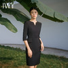 IWY/新款时尚优雅黑色连衣裙女修身V领显瘦西装裙气质女总裁商务小黑裙Q14208 商品缩略图0