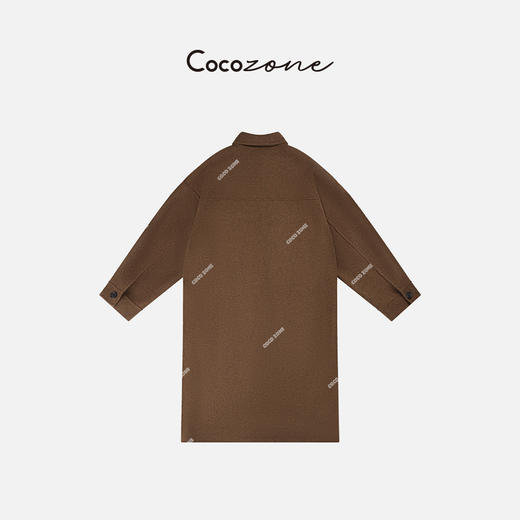 刘一一&COCO ZONE美拉德卡其色中长款落肩翻领毛呢外套 23C30316 商品图1