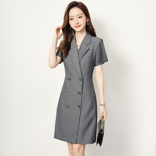 【修身有型】罗蒙女士连衣裙西装领商务通勤时尚百搭职业面试裙子女 商品图2