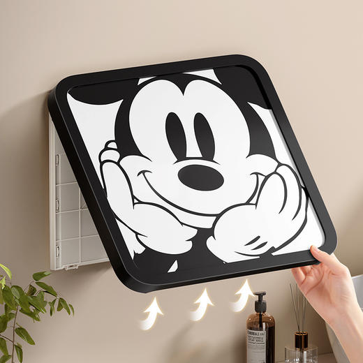 网红卡通黑白ins风浴室壁画折叠收纳柜免打孔壁挂式卫生间放衣服神器防 水置物架（其他图案可咨询客服） 商品图3