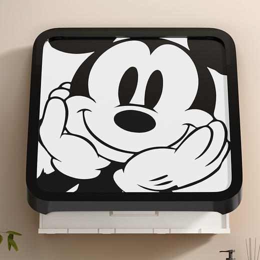 网红卡通黑白ins风浴室壁画折叠收纳柜免打孔壁挂式卫生间放衣服神器防 水置物架（其他图案可咨询客服） 商品图5