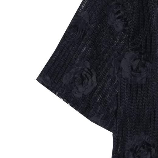 CS84夏季时尚针织条纹拼接玫瑰男士衬衫潮流宽松复古上衣休闲短袖 商品图5