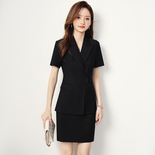 【短袖西服+短裙】罗蒙女士套装商务知性优雅通勤工作百搭两件套女 商品图2