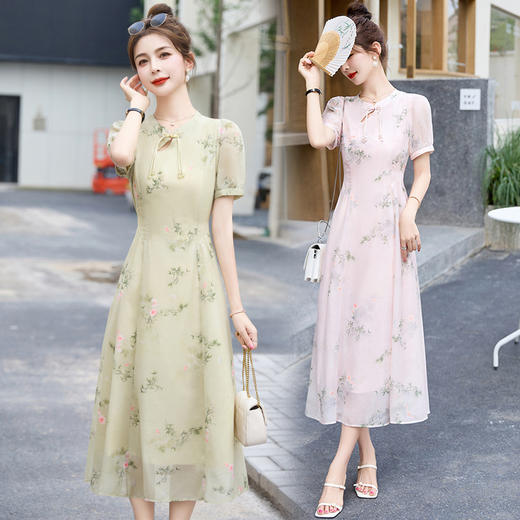 2024新款夏季流行复古盘扣新中式国风年轻款改良旗袍连衣裙LMJY6629 商品图2