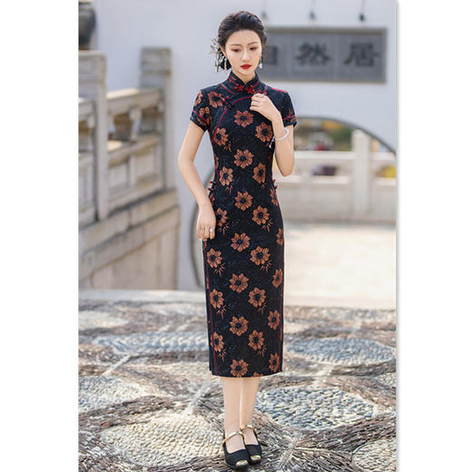 老上海复古中国风2024夏季新款复合蕾丝旗袍SYK-100915 商品图3