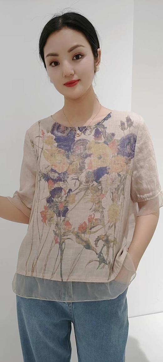 489977【休闲旅游度假】印花苎麻衬衫，均码大版，140斤以内均可穿，吸湿舒适透气 商品图3
