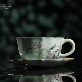 问鼎汝瓷鼎峰系列天青老款宝相咖啡杯（杂草丛生）