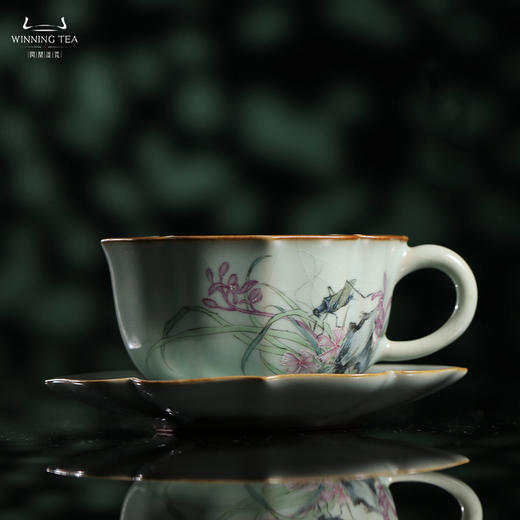 问鼎汝瓷鼎峰系列天青老款宝相咖啡杯（杂草丛生） 商品图0