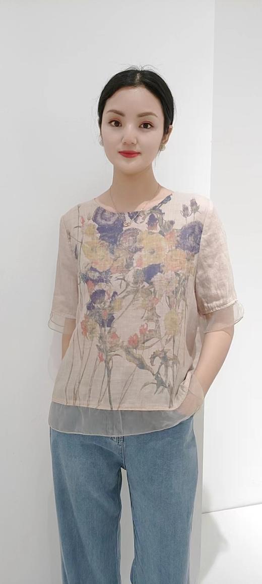 489977【休闲旅游度假】印花苎麻衬衫，均码大版，140斤以内均可穿，吸湿舒适透气 商品图2