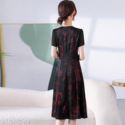 时尚气质中长款，中式印花连衣裙QYM-YM-24H22-Y 商品图2