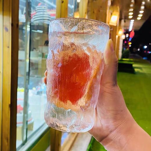 冰川纹玻璃杯水杯 磨砂洋酒杯锤纹杯 1个 大口茶杯酒杯水壶杯子夏季咖啡冷饮杯 商品图3