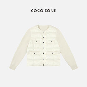 COCO ZONE90鹅绒小香风针织拼接圆领长袖羽绒服 23C29925