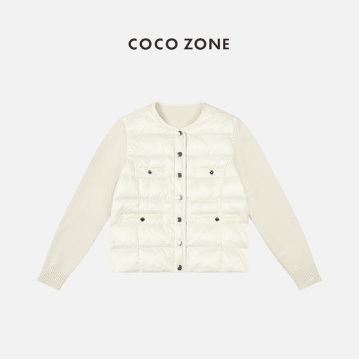 COCO ZONE90鹅绒小香风针织拼接圆领长袖羽绒服 23C29925 商品图0