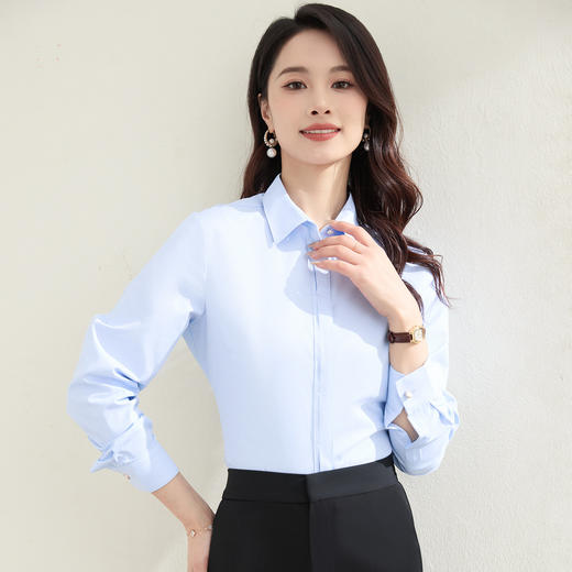 【40棉】罗蒙女士长袖衬衫休闲简约职业通勤百搭纯色衬衫开衫上装女 商品图2