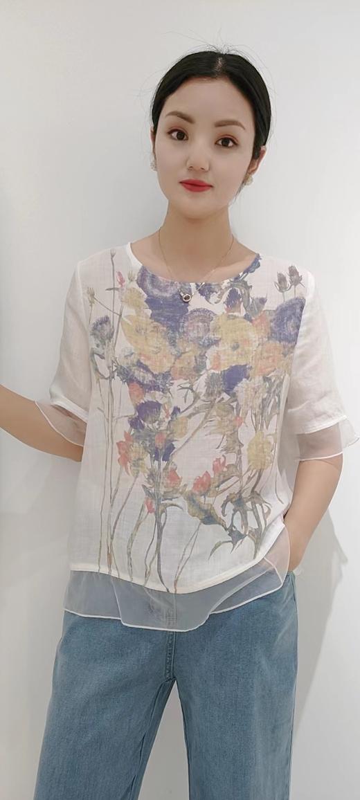 489977【休闲旅游度假】印花苎麻衬衫，均码大版，140斤以内均可穿，吸湿舒适透气 商品图1