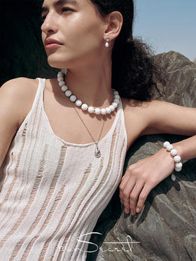 monSecret｜WA240102_W 瓷白石海浪珠链【WAVE】 [ 白  ]