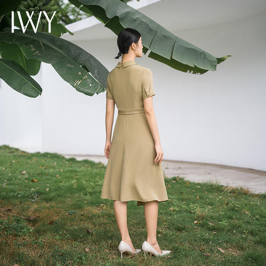 IWY/优雅卡其色连衣裙女经理上班商务裙子设计感不规则名媛工作服面试Q14254 商品图4