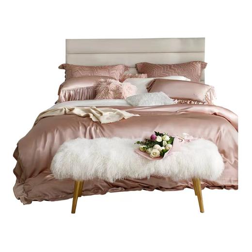 【春上新】10楼罗卡芙新巴洛克风简约纯色全真丝四件套-帕西法尔粉240*240cm  吊牌价29800元   活动价23800元 商品图1