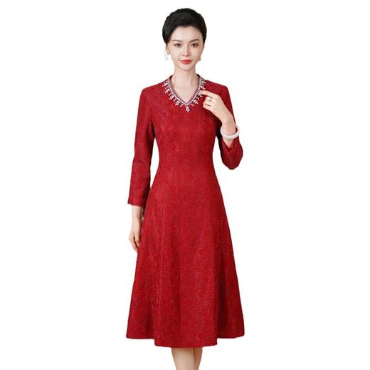 HYX新款蕾丝旗袍旗袍春秋女改良大摆中长订婚宴服装中国风时尚 商品图4