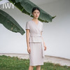 IWY/夏季杏色连衣裙女薄款假两件休闲裙通勤气质轻熟工作装裙Q14258 商品缩略图1