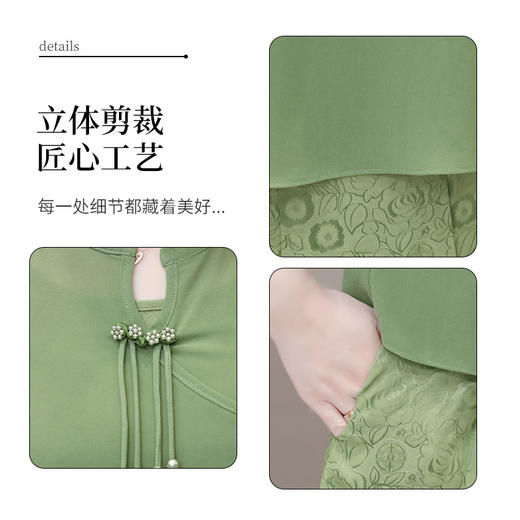 印花长款假两件，时尚雪纺百褶裙连衣裙QYM-OMS-ZXA4125-1 -L 商品图3