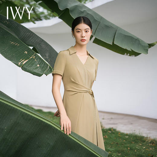 IWY/优雅卡其色连衣裙女经理上班商务裙子设计感不规则名媛工作服面试Q14254 商品图2