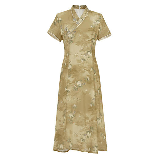 XGT唐韵2024夏季真丝桑蚕丝改良国风复古日常新中式旗袍连衣裙 商品图4